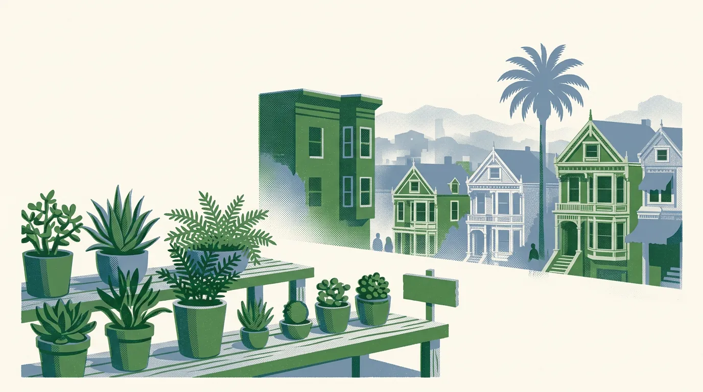Illustration of plant nurseries in San Francisco